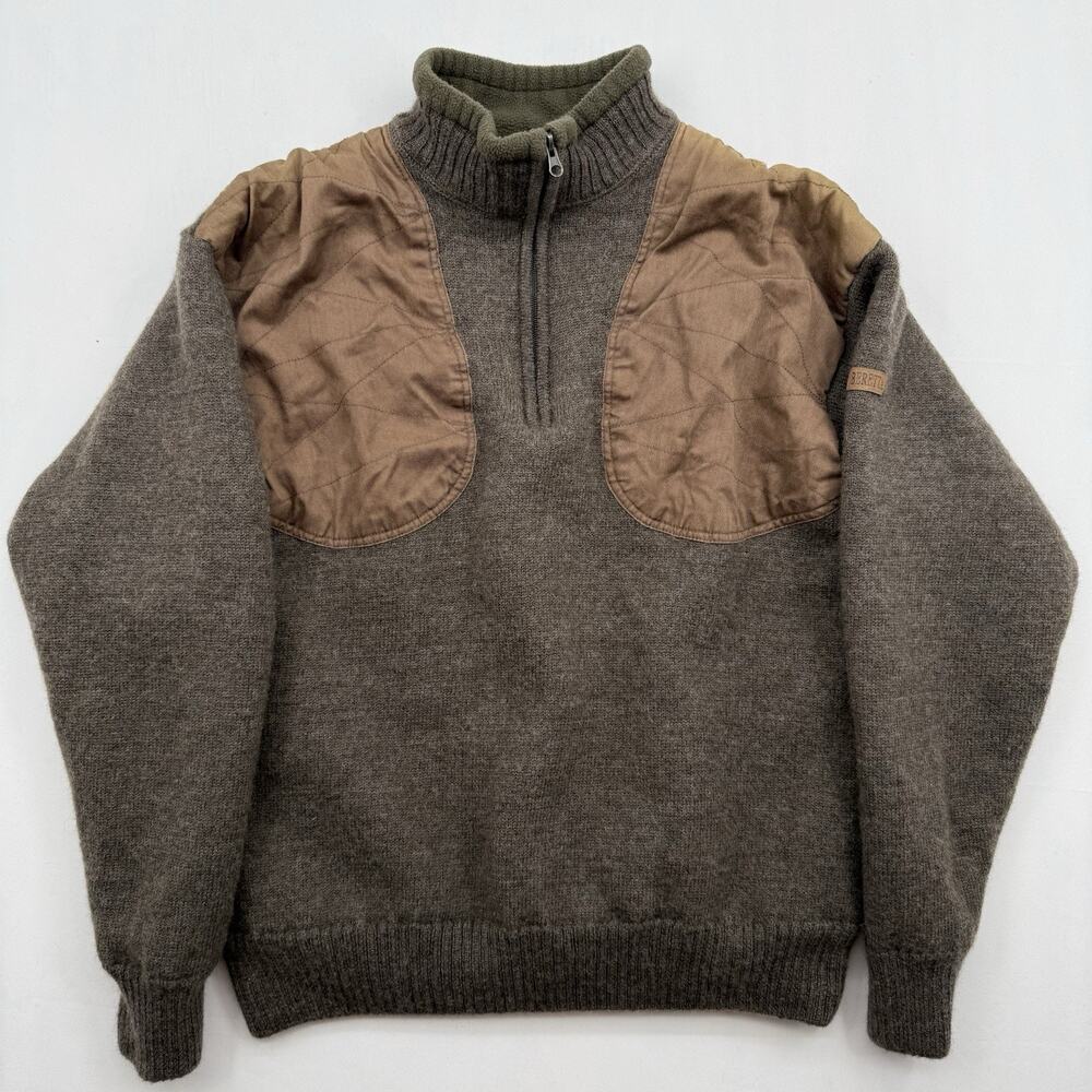 Beretta Teens Jacket Large Brown Wool Full Zip Shooters Patch